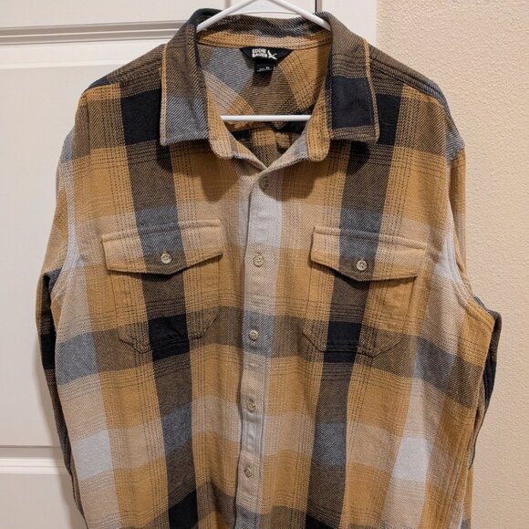 Eddie Bauer, button down shirt, yellow plaid - Picture 1 of 3